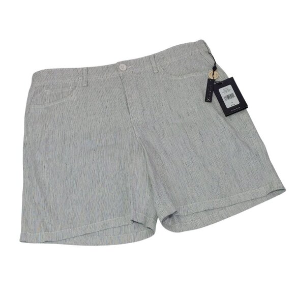 NYDJ  5 Pocket Short Slubby Stripped Linen Blend Bermuda Shorts Size 12 - Picture 1 of 11